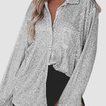 Zeagoo Solid Color Button-down Long-sleeve Sequined Cardigan Shirt for Women Casual Loose Business Casual 2026 | Under