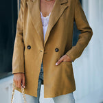Zeagoo Double Breasted Button Down Office Work Wear Solid Blazer Jacket