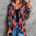 Zeagoo Elbow Patch Hooded Plaid Cardigan for Women Casual Work Office Loose Fit 2026 | Under $25