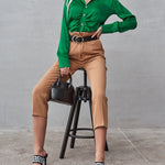 Zeagoo Solid Color Long Sleeve Blouse Pleated Elegant Cardigan Shirt for Women Casual Work Office Loose Fit 2026 | Under