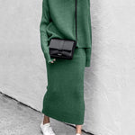 Zeagoo Women's Casual Two Pieces Knitted Turtleneck Sweater Top Long Skirts Lounge Set
