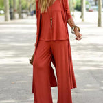 Zeagoo Women's 3 Piece Lounge Set with Cardigan Sleeveless Cami Top and Wide Leg Pants Loose Pants Silk Soft Pajamas Set