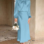 Ruby Anderson | Satin High-Neck Midi Dress For Women