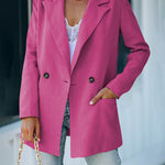 Zeagoo Double Breasted Button Down Office Work Wear Solid Blazer Jacket