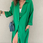 Zeagoo Women's Button Long Pocket Shirt Casual Dress