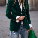 Elegant Velvet Slim-fit Faux Pocket Suit Jacket