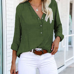 Zeagoo Shirts Half-Button Down T Shirt Solid Collared Plus Size V Neck Cute Blouse Tops