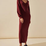 Zeagoo Women's Casual Solid Color Knitted Dress V-neck Sweater Dress