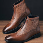 Edoardo Faux Leather Brogue Ankle Boots
