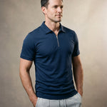 Alberto Cotton Blend Zip Polo