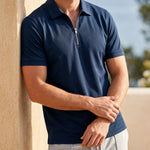 Alberto Cotton Blend Zip Polo