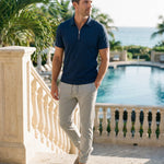Alberto Cotton Blend Zip Polo