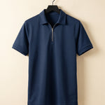 Alberto Cotton Blend Zip Polo