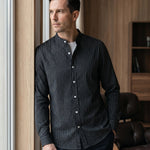 Orazio Linen Blend Mandarin Collar Shirt
