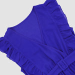 Zeagoo Women's Casual Loose Jumpsuit V Neck Sleeveless Solid Ruffle Pleated Wide-leg Long Playsuit with Belt