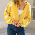 Zeagoo Women's Cute Daisy Knit Cardigan Long Sleeve Casual Flower Open Front Sweater Tops