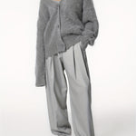 SERIAVI | V-NECK LIGHT GRAY CARDIGAN