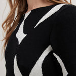 Zeagoo Women's Black And White Long Sleeve Knit Maxi Dress