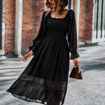 Zeagoo Women's Bell Sleeve Shirred Bodice Ditsy Dress