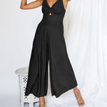 Zeagoo Women's Casual Sleeveless Hollows High Waist Bodysuit Spaghetti Strap Loose Jumpsuit Overalls