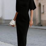 Boat Neck Midi-length Fitted Dress