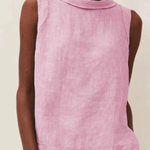 Linen Short-sleeved Blouse With A Round Neck