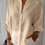 Cotton and Linen Solid Color Casual Shirt