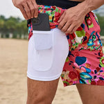 Quick-Dry Swim Shorts with Inner Compression for Men