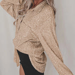 Zeagoo Solid Color Button-down Long-sleeve Sequined Cardigan Shirt for Women Casual Loose Business Casual 2026 | Under