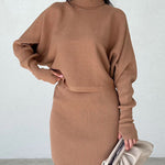 Zeagoo Women's Casual Two Pieces Sets Turtleneck Sweater and Mini Skirt Suits