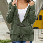 Zeagoo Women's Casual Loose Fitting Fluffy Button Down Knitwear Coatigan Chunky Cable Hooded Cardigan