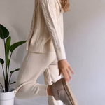 Zeagoo Women's Casual Twist Jacquard Sweater Cardigan Two-Pieces Set
