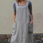 Zeagoo Women's Cross Back Apron with Pockets Pinafore Dress