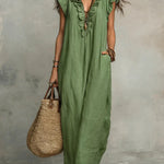 Mia Wilson | Bohemian Ruffle V-Neck Maxi Dress For Women