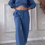 Harriet Campbell | Linen-Feel Wide Leg Two Piece Set For Women