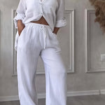 Harriet Campbell | Linen-Feel Wide Leg Two Piece Set For Women