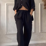 Harriet Campbell | Linen-Feel Wide Leg Two Piece Set For Women