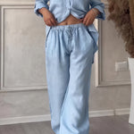 Harriet Campbell | Linen-Feel Wide Leg Two Piece Set For Women