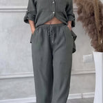 Harriet Campbell | Linen-Feel Wide Leg Two Piece Set For Women