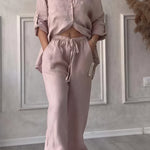 Harriet Campbell | Linen-Feel Wide Leg Two Piece Set For Women