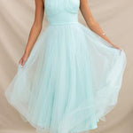 Fairy Vibes Tulle Gathered Detail Halter Maxi Dress