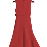 Red Sleeveless Midi Elegant A-line Dress with Waist Twist for Day-to-Night