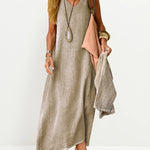 Zeagoo Women's Casual Sleeveless Dress Solid V Neck Tank Long Dresses Plain Simple Beach Sundress Cover Ups