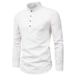 Modern Slim-Fit Cotton Shirt with Stand-Up Collar