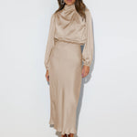 Ruby Anderson | Satin High-Neck Midi Dress For Women