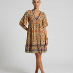 Brooke Flemming | V-Neck Flared Sleeve Paisley Mini Dress For Women