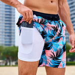 Quick-Dry Swim Shorts with Inner Compression for Men