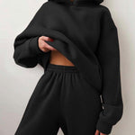 Fashion Casual Hooded Solid Color Two-piece Suit