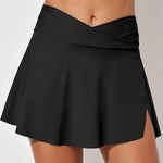 Zeagoo Women's Crossover Tennis Skirt High Waist Tummy Control Ruched Bikini Bottoms with Pockets