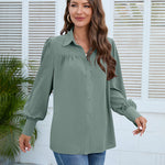 Zeagoo V Neck Button Down Shirts Long Sleeve Collared Blouses Tops